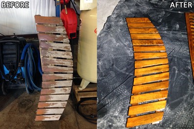 Boat Teak Before and After Refinishing