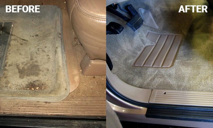 Car Floor Before and After Detailing