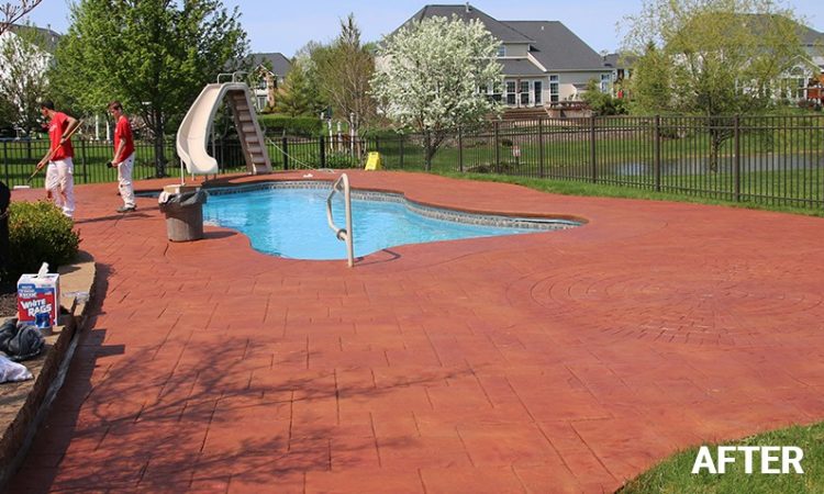 Clean Painted Concrete Pool Deck