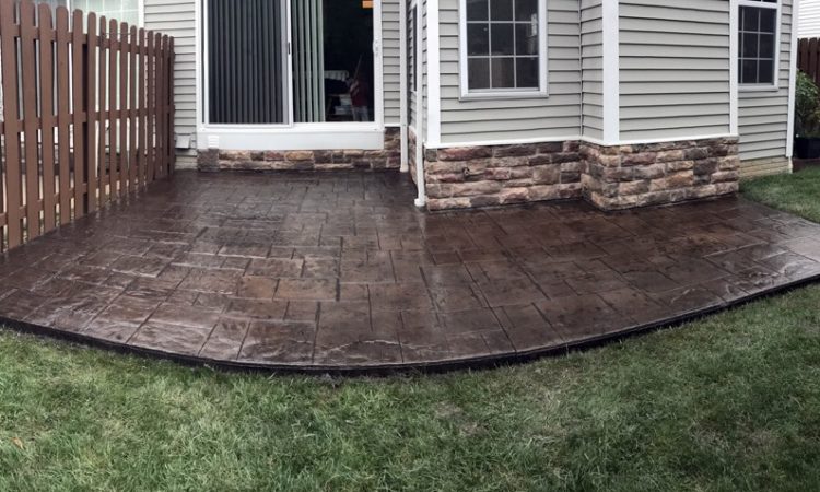 Clean Shiny Stamped Concrete Deck