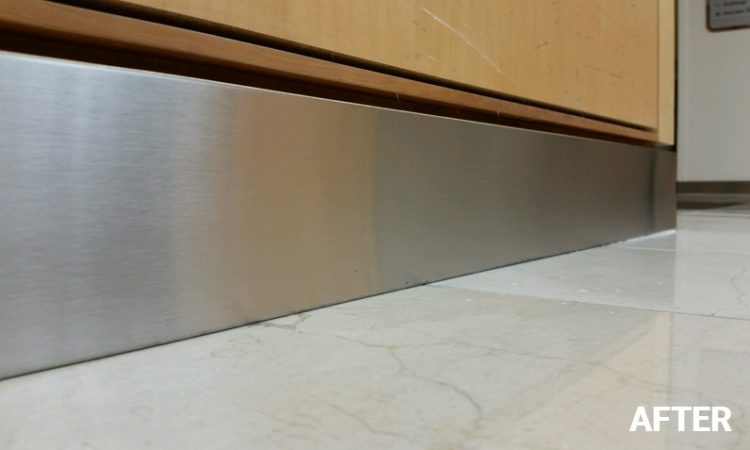 Polished Metal Beneath Cabinets