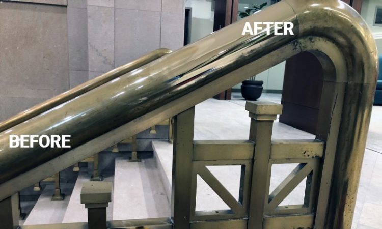 Metal Railing - Before and After Polishing