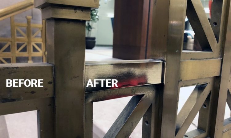 Metal Railing Supports - Before and After Polishing