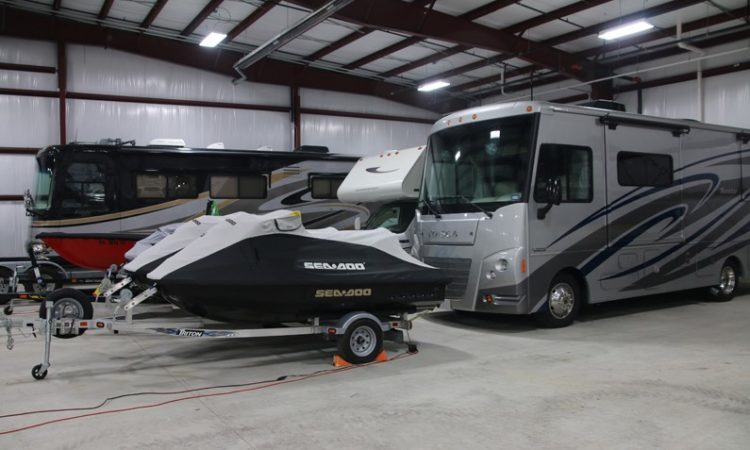 RVs and Jet Skis in GK's Custom Polishing Climate-Controlled Indoor Storage Facility
