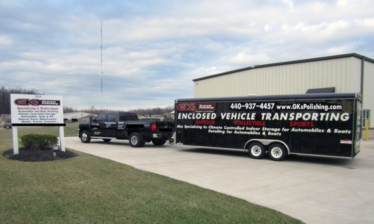 Truck Pulling Enclosed Vehicle Trailer